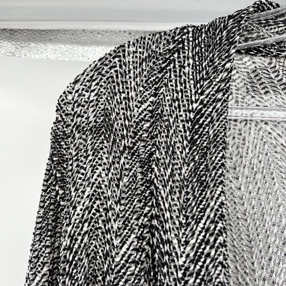 Beverly Drive Womens Sheer Cardigan Open Front 3/4 Sleeve Black/White Size 2X - Picture 5 of 8
